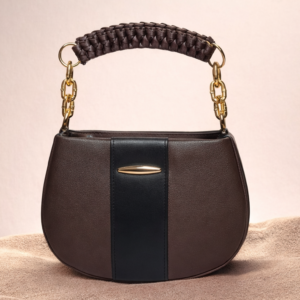 Brown Girls Hand-held Bag Brown Women Sling Bag Knitted Handle